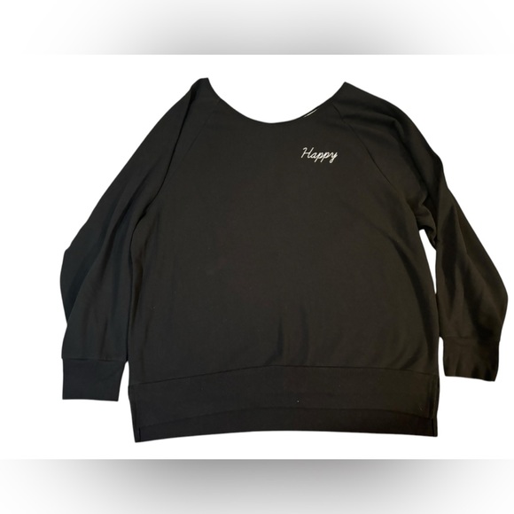 PINK Black 'Happy' Sweatshirt L - Picture 1 of 3